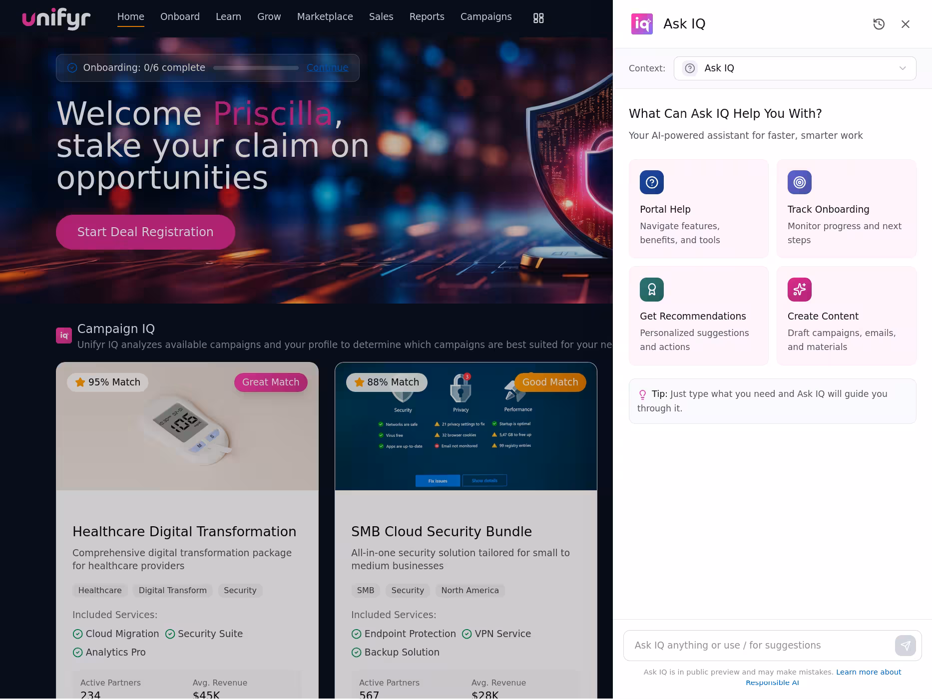 Ask IQ conversational AI interface