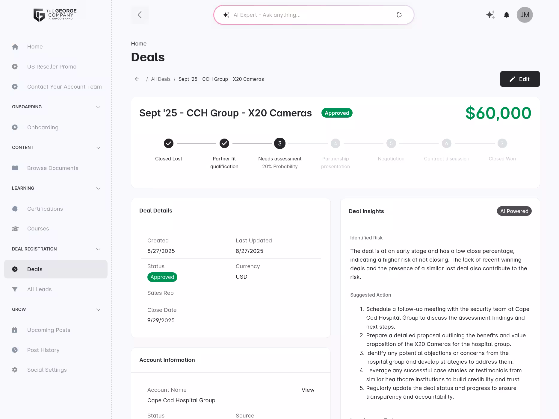 Individual deal details and tracking