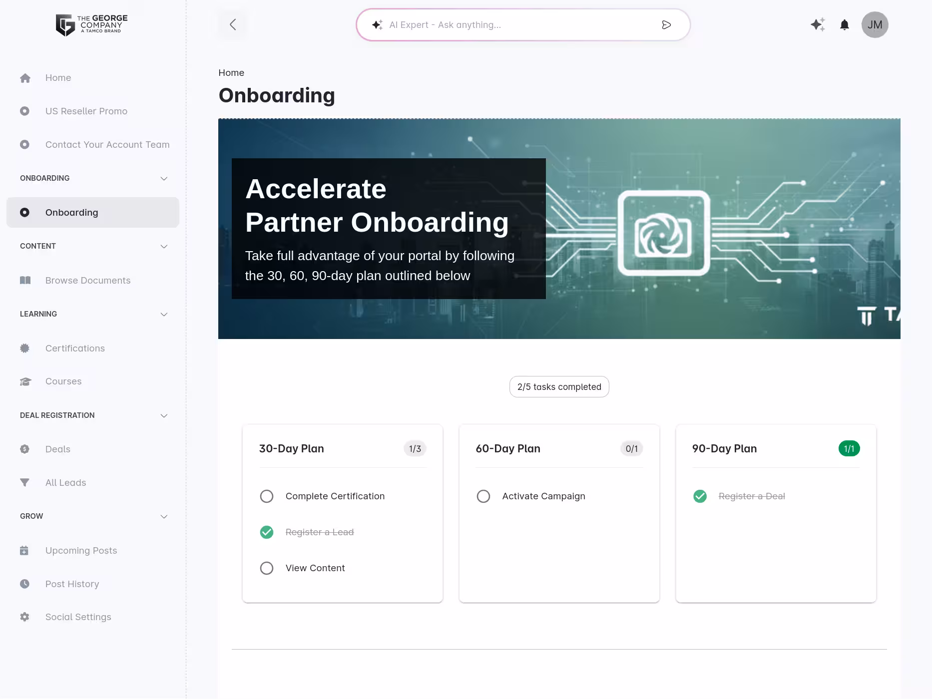 Partner onboarding experience